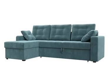 Угловой диван-кровать Камелот бирюзового цвета левый угол