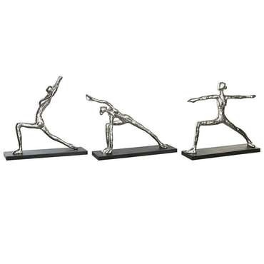 Декоративная фигура DKD Home Decor 33 x 10 x 35 cm Серебристый Чёрный Индиец Yoga (3 штук)