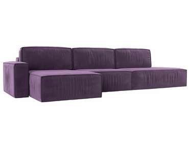 Угловой диван-кровать Прага модерн лонг сиреневого цвета левый угол