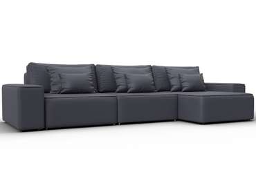 Угловой диван-кровать Лига-074 серого цвета (экокожа)