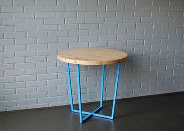 Стол обеденный Oak Round бежевого цвета с голубыми ножками