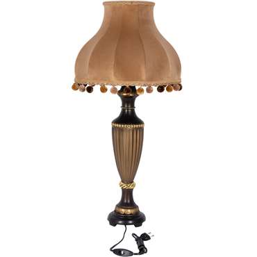 Настольная лампа Ваза Ребристая темно-коричневого цвета
