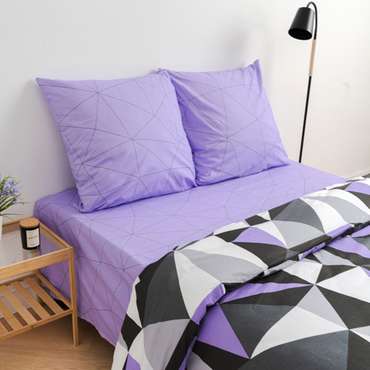 КПБ 'Традиция' 2,0 спальный, поплин, 100% хлопок, пл. 118 гр./кв.м., 'Мозаика фиолетовый компаньон'