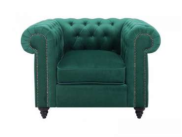 Кресло Chester Classic зеленого цвета с черными ножками 