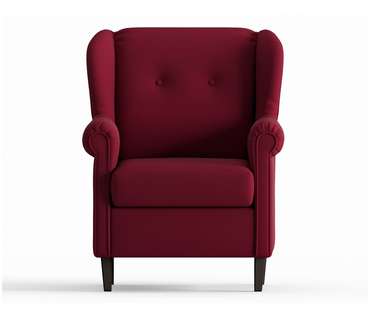Кресло из велюра Леон бордового цвета