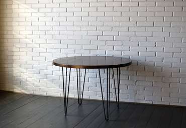 Обеденный стол Slab Oak Shpilki черно-коричневого цвета