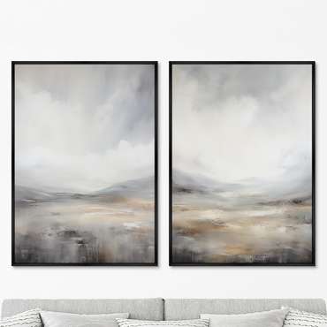 Набор из двух репродукций картин Landscape Collection, Grey foothills, 2024г.