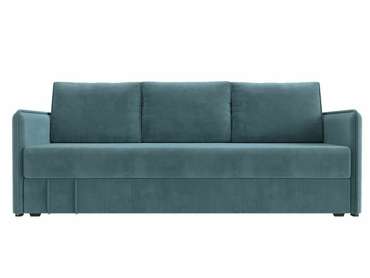 Прямой диван-кровать Слим бирюзового цвета с пружинным блоком