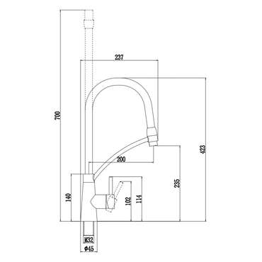 Смеситель для кухни с гибким изливом Fmark FS8255Q-04, графит