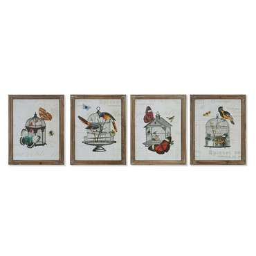 Картина 34 x 2 x 44 cm клетка Shabby Chic (4 Предметы)