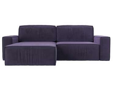 Угловой диван-кровать Прага классик фиолетового цвета левый угол