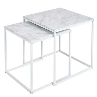 Набор из двух журнальных столиков МеталлАрт М002 белого цвета