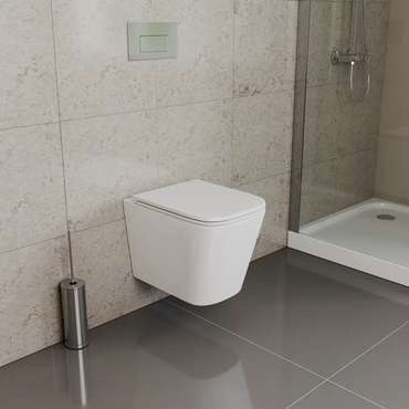Унитаз подвесной Damp;K Quadro белый, безободковый, с микролифтом