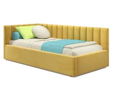 Кровать с подъемным механизмом и матрасом Milena 90х200 желтого цвета