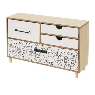 Шкатулка ONE LINE Белый Чёрный Натуральный Деревянный MDF 36 x 11 x 23 cm