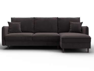 Угловой диван-кровать Лига-064 коричневого цвета