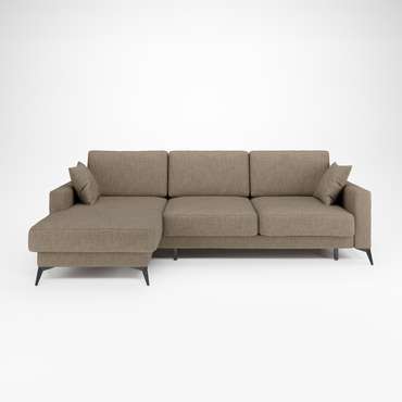 Угловой диван-кровать Наоми темно-бежевого цвета левый