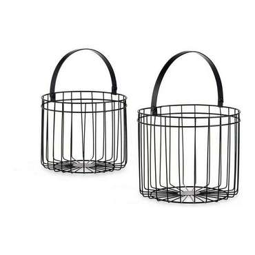 Корзина Чёрный Металл 25 x 35 x 25  цилиндрически (2 pcs)