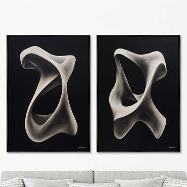 Набор из двух репродукций картин Streamlined shapes, 2024г.