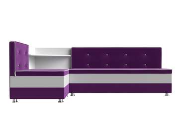Угловой диван Милан бело-фиолетового цвета (экокожа/ткань) левый угол