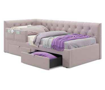 Кровать Afelia 90х200 лилового цвета с двумя ящиками и бортиком