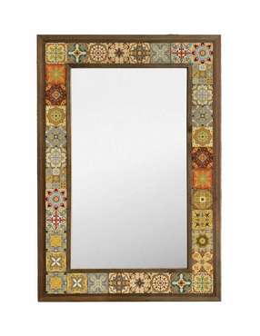 Настенное зеркало с каменной мозаикой 43x63 бежево-коричневого цвета