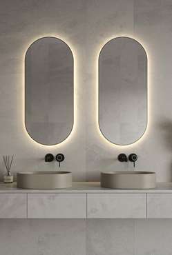 Настенное зеркало Banska 45х100 с подсветкой в тонкой чёрной раме