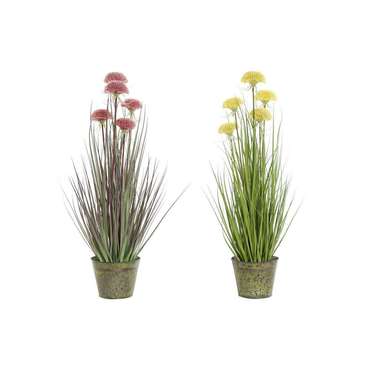 Декоративное растение 30 x 30 x 78 cm Розовый Металл Жёлтый PVC (2 штук)