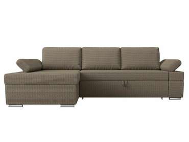 Угловой диван-кровать Канкун бежево-коричневого цвета левый угол