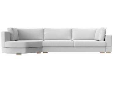 Угловой диван-кровать Лига 026 белого цвета (экокожа) левый угол