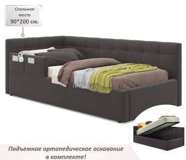 Детская кровать Bonna 90х200 темно-коричневого цвета с подъемным механизмом
