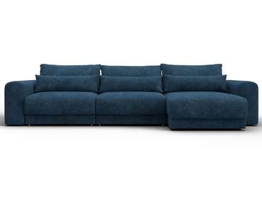 Угловой диван-кровать Лига-056 Лонг синего цвета