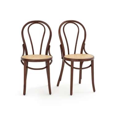 Комплект из двух стульев с плетеным сиденьем Bistro коричневого цвета