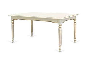Раскладной обеденный стол Давиль цвета белая эмаль с золотой патиной
