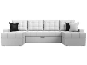 Угловой диван-кровать Ливерпуль белого цвета (экокожа)