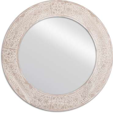 Круглое настенное зеркало Papua Round Oak диаметр 82 бежевого цвета