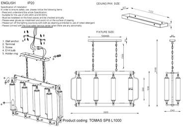 Подвесная люстра TOMAS SP8 L1000 CHROME (стекло, цвет прозрачный)