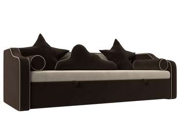 Прямой диван-кровать Рико темно-коричневого цвета