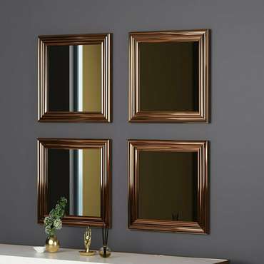 Набор из четырех настенных зеркал Decor 40х40 бронзового цвета