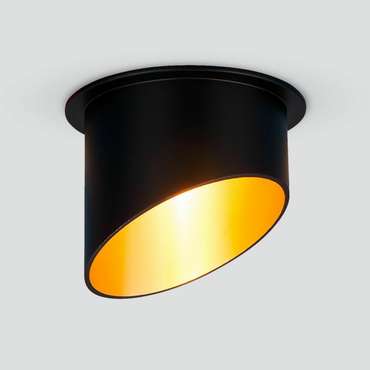 Встраиваемый точечный светильник Flami черно-золотого цвета
