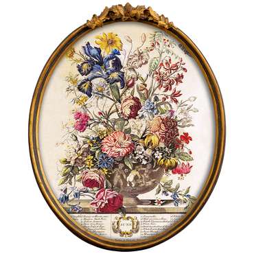 Репродукция на холсте 12 месяцев цветения, версия Июнь, в раме Тиффани