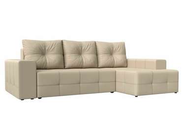 Угловой диван-кровать Перри бежевого цвета (экокожа) правый угол