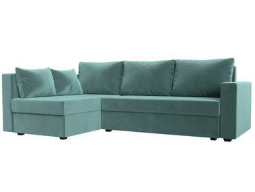 Угловой диван-кровать Мансберг бирюзового цвета левый угол