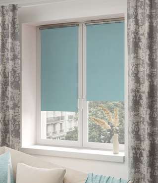 мини ролета Блэкаут сильвер 66х175 бирюза