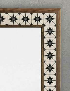 Настенное зеркало с каменной мозаикой 53x73 бело-коричневого цвета