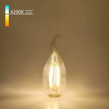 Филаментная светодиодная лампа "Свеча на ветру" C35 9W 4200K E14 (CW35 прозрачный) BLE1429 Свеча на ветру F