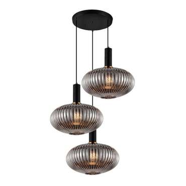 Подвесная люстра Floril LDP 1216-3 GY+BK (стекло, цвет дымчатый)