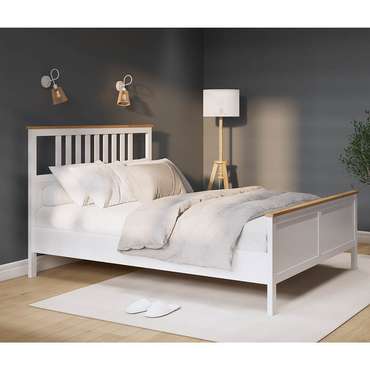 Кровать Кымор 160х200 белого цвета без подъемного механизма
