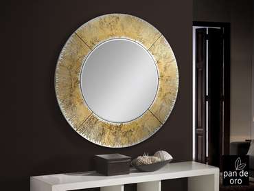 Настенно зеркало круглое Aurora золотого цвета