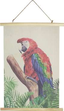 Картина подвесная Попугай красного цвета